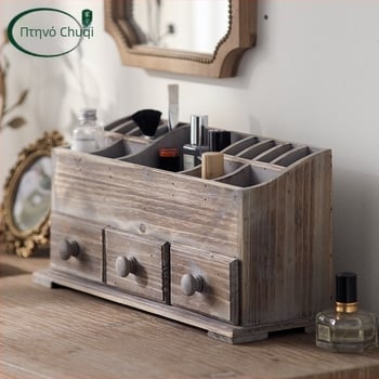 Vintage μασίφ ξύλινο κουτί καλλυντικών γραφείου διακοσμητικό ντουλάπι αντίκα παλιό απλό φινίρισμα αποθήκευσης αντίκα κουτί ντουλάπι