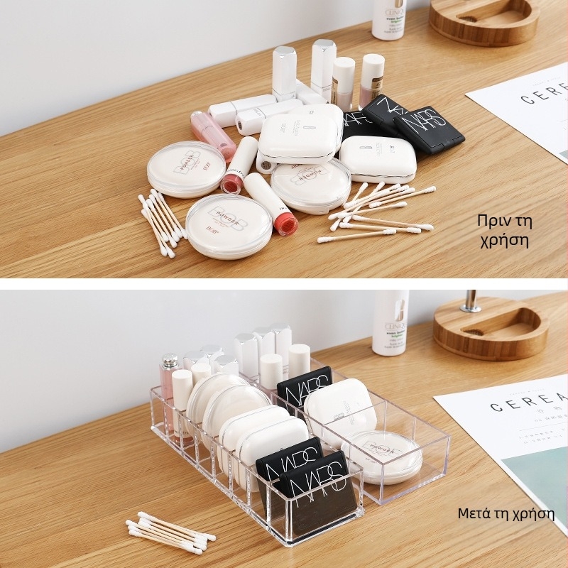 Κουτί αποθήκευσης καλλυντικών γραφείου διαφανές αποσπώμενο οικιακό χωρισμένο φοιτητικό κοιτώνα ράφι αποθήκευσης προϊόντων περιποίησης δέρματος ράφι κραγιόν
