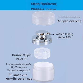 Μπουκάλι κρέμας κενού Spot 30G χρυσό, μπουκάλι πρέσας 50G σε λευκό χρώμα μαργαριταρένιο, μπουκάλι κρέμας 100G ακρυλικό