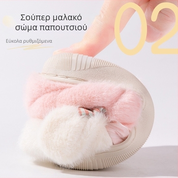 Χειμερινά χονδρικά κινούμενα σχέδια παιδιών με τόξο κουνελιού βαμβακερά παπούτσια παιδιών μωρών εσωτερική τσάντα με ζεστές παντόφλες βαμβακιού στο σπίτι