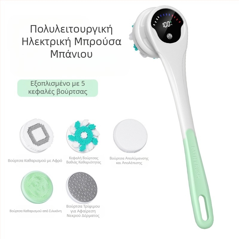 Ηλεκτρική βούρτσα μπάνιου και ντους για διασυνοριακή χρήση, αδιάβροχη, μακριά λαβή, γωνιακή βούρτσα μπάνιου με λάσπη, ηλεκτρική περιστρεφόμενη βούρτσα μπάνιου πέντε σε ένα