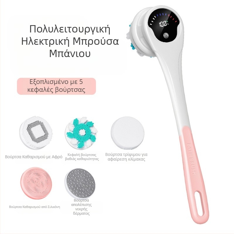 Ηλεκτρική βούρτσα μπάνιου και ντους για διασυνοριακή χρήση, αδιάβροχη, μακριά λαβή, γωνιακή βούρτσα μπάνιου με λάσπη, ηλεκτρική περιστρεφόμενη βούρτσα μπάνιου πέντε σε ένα
