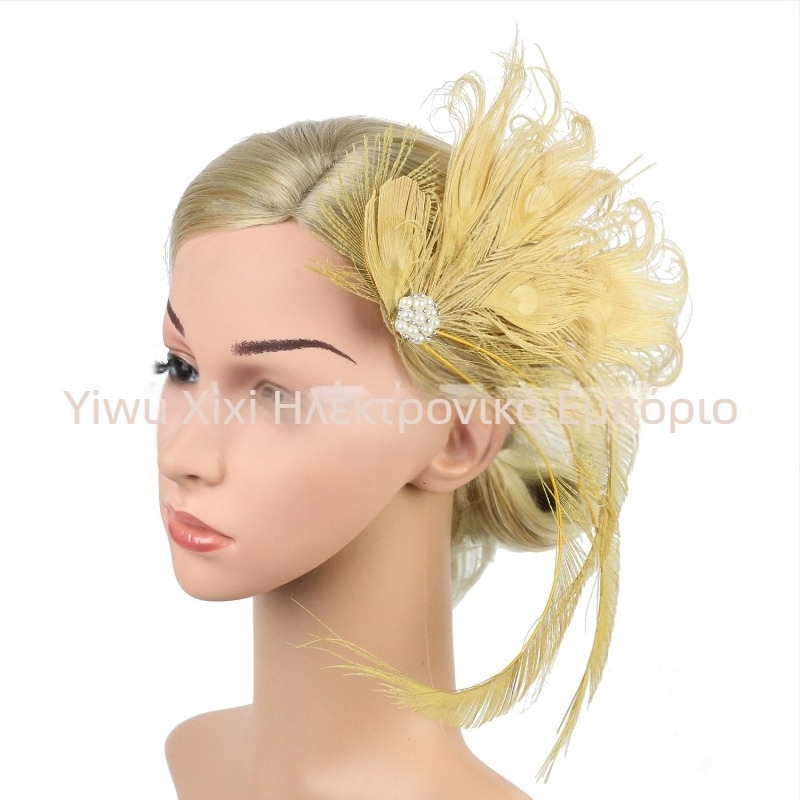 Ευρωπαϊκή και αμερικανική καυτή πώληση καπέλο νύφης με φτερά παγωνιού, χορό πάρτι, υπερβολικά φουρκέτα, αξεσουάρ μαλλιών, μπουτίκ, τοπ καπέλο