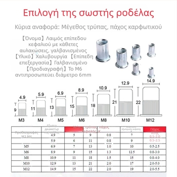 Εξαρτήματα πριτσινιών με παξιμάδι σπειρώματος M3-M12, χειροκίνητη μηχανή πριτσινιών/εργαλείο παξιμαδιών με πιστόλι πριτσινιού 300 τεμαχίων