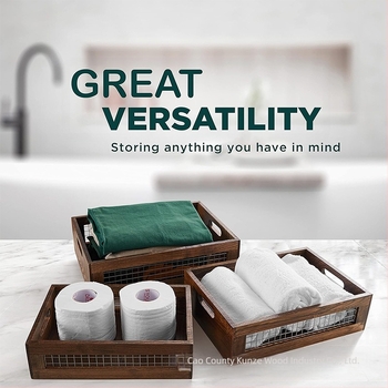 Καλάθι αποθήκευσης σαλονιού από σιδερένιο πλέγμα, κοίλο ξύλινο κουτί αποθήκευσης, κουτί ραπτικής για οικιακή χρήση, κουτί λαχανικών με καρυκεύματα κουζίνας