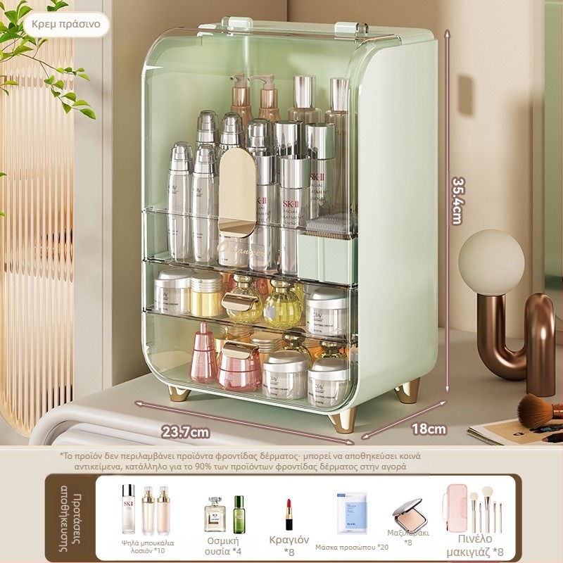 Μπουντουάρ Κουτί Αποθήκευσης Καλλυντικών Οικιακό Ανθεκτικό στη Σκόνη Μεγάλης Χωρητικότητας Ράφι Αποθήκευσης Περιποίησης Δέρματος Διαφανές Ντουλάπι Αποθήκευσης Κουτί Καλλυντικών