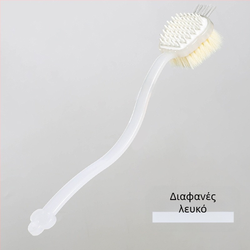 Πολυλειτουργική βούρτσα μπάνιου διπλής όψης, βούρτσα μπάνιου τριών σε ένα, βούρτσα μπάνιου με τριβή πλάτης, μακριά λαβή, μαλακή τρίχα, τεμπέλικη βούρτσα μπάνιου με μαλακή τρίχα