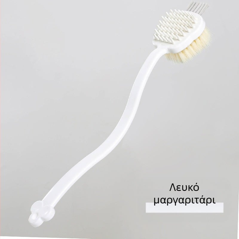 Πολυλειτουργική βούρτσα μπάνιου διπλής όψης, βούρτσα μπάνιου τριών σε ένα, βούρτσα μπάνιου με τριβή πλάτης, μακριά λαβή, μαλακή τρίχα, τεμπέλικη βούρτσα μπάνιου με μαλακή τρίχα