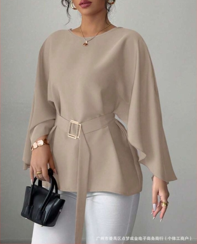 Σατέν Ζώνη Κομψό Πουκάμισο 2025 Καλοκαιρινά Διασυνοριακά Γυναικεία Ρούχα Aliexpress Amazon Casual Comfort Independent Station