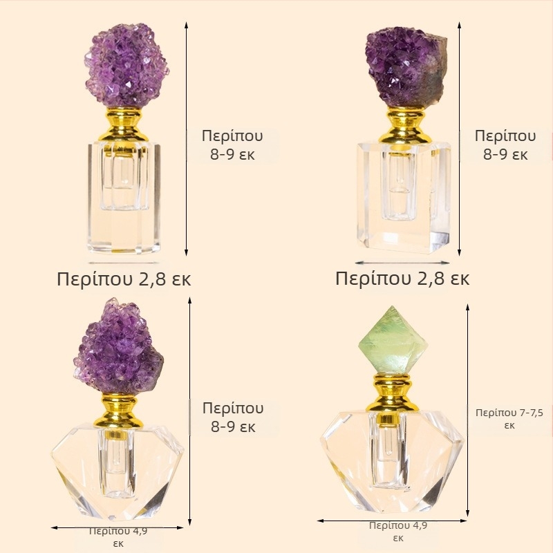 Φυσικό Αμέθυστο Cluster Αρωματοθεραπείας Αιθέριο Έλαιο Μπουκάλι Φθορίτη Ακατέργαστη Πέτρα Αιθέριο Έλαιο Dropper Εμφιαλωμένο Άρωμα Μπουκάλι Δώρο για Κορίτσια