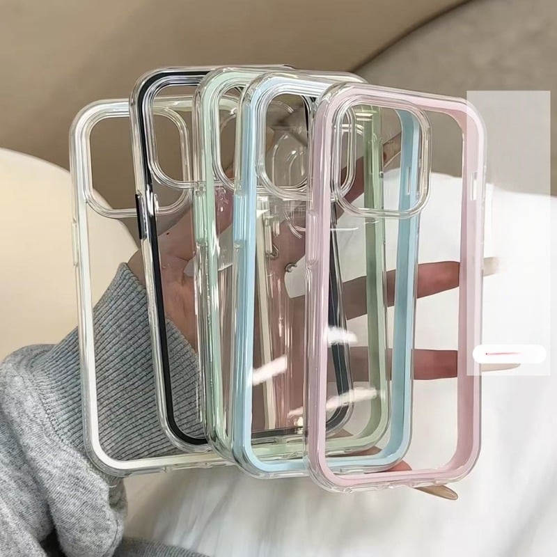 Δίχρωμη διαφανής μαλακή θήκη αερόσακου κατάλληλη για iPhone 17 Pro Max με πολύχρωμο περίγραμμα, προστατευτικό κάλυμμα Apple 15