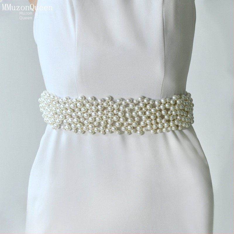 Γυναικείο Φόρεμα Manzhen με Ζώνη από Μαργαριτάρι, Διακοσμητική Ζώνη από Δαντέλα, Φόρεμα με Ζώνη από Μαργαριτάρι, Αλυσίδα Μέσης M122