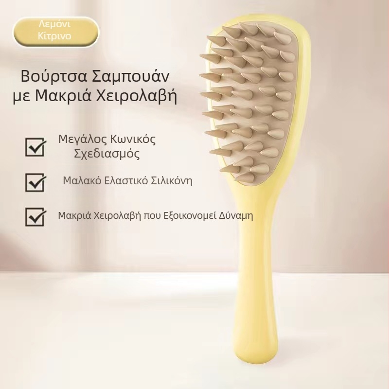 Χτένα σιλικόνης με μακριά λαβή για οικιακό μασάζ τριχωτού της κεφαλής Meridian, σαμπουάν με μακριά λαβή για καθαρισμό και αντικνησμώδες μασάζ