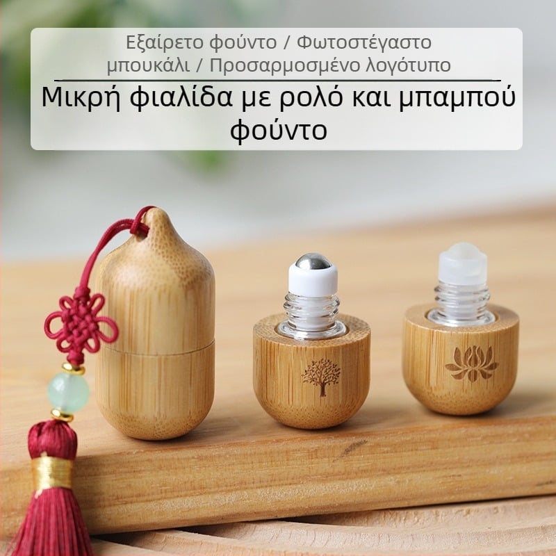 Μπουκάλι 1ml με χάντρες αιθέριου ελαίου από μπαμπού, δημιουργικό, μικρής χωρητικότητας, διαιρούμενο, φορητό, αντίκα, μπουκάλι με χάντρες από ξύλο με φούντα