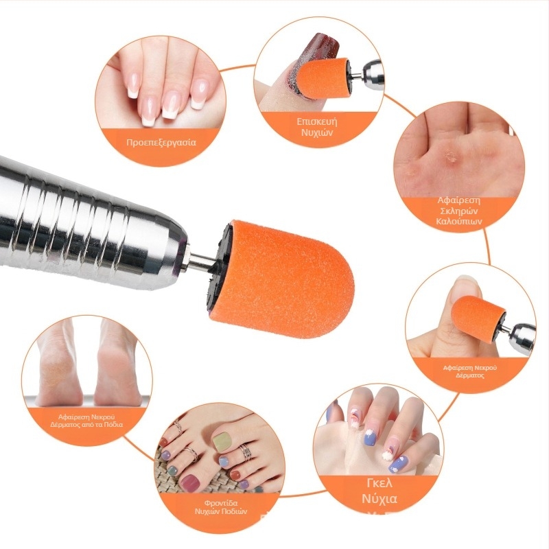 Διασυνοριακή Κεφαλή Γυαλίσματος Υψηλής Ποιότητας με Καπάκι Άμμου για Πεντικιούρ για την Αφαίρεση Νεκρών Δέρματος, Γυάλισμα Μανικιούρ, Σετ Καπακιών Άμμου για Γυάλισμα με Άξονα Τύμπανου Άμμου