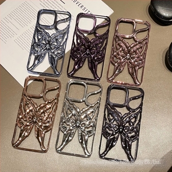 Κατάλληλο για θήκη κινητού τηλεφώνου Iphone16Promax με κοπή, ψύξη, ηλεκτρολυτική επιμετάλλωση, πεταλούδα, Apple 16E, αντι-πτωτική θήκη, σταυρός