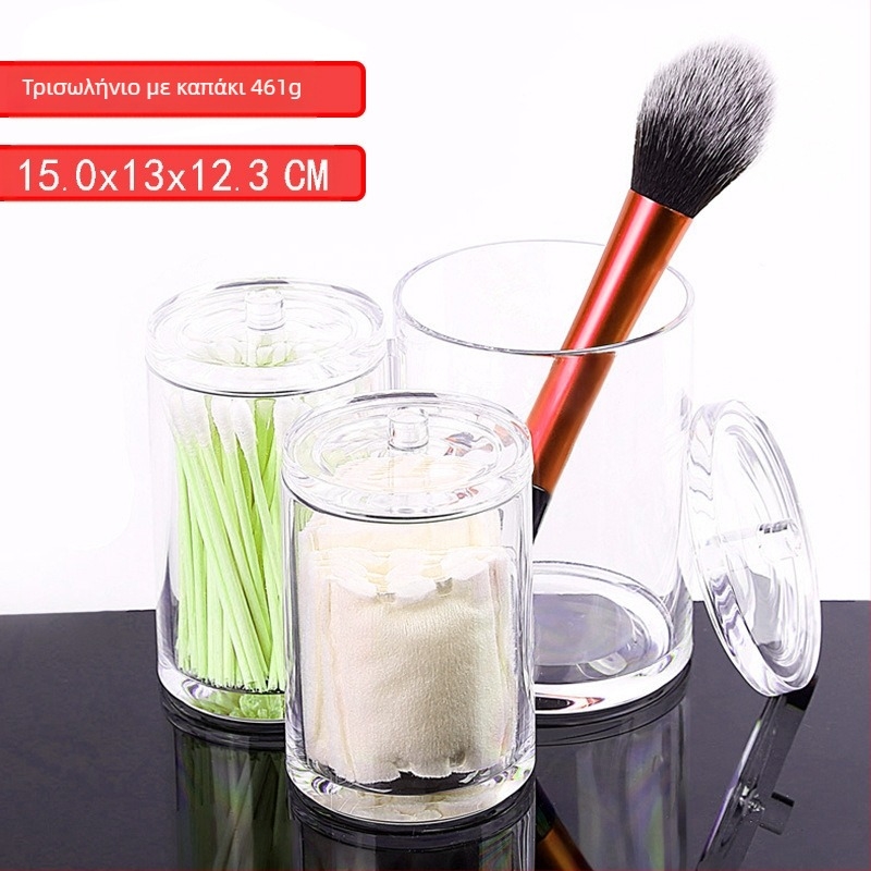 Δημιουργικό διαφανές κουτί αποθήκευσης βαμβακιού Κρυστάλλινο ακρυλικό κουτί μακιγιάζ από βαμβάκι, ανθεκτικό στη σκόνη, κουτί αποθήκευσης καλλυντικών