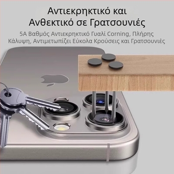 Φιλμ φακού Apple 16Promax για iPhone 16, αυτοκόλλητο οπίσθιας κάμερας και μεταλλικό δακτύλιο φακού, μεμβράνη πλήρους κάλυψης