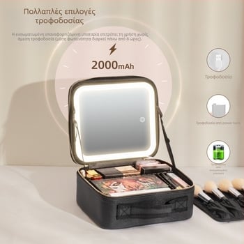 Τσάντα καλλυντικών με καθρέφτη και φως Μεγάλη χωρητικότητα για προϊόντα περιποίησης δέρματος Κουτί αποθήκευσης καλλυντικών Φορητή τσάντα αποθήκευσης καλλυντικών