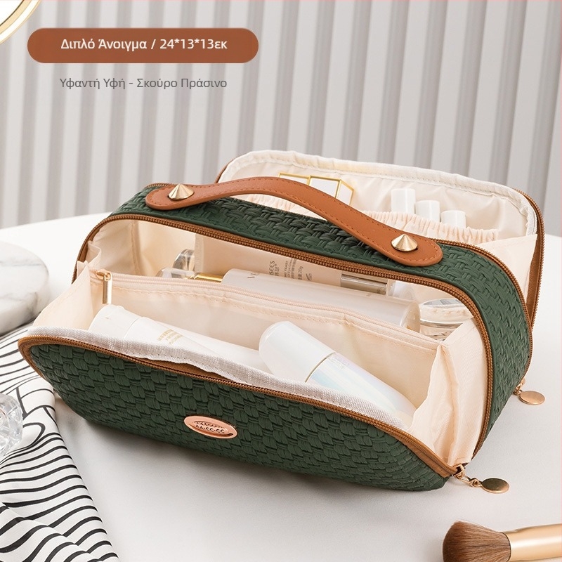 Τσάντα καλλυντικών για διασυνοριακή χρήση Τσάντα πλυσίματος ταξιδιού υψηλής ποιότητας Γυναικεία τσάντα μεγάλης χωρητικότητας Διπλό άνοιγμα Καλλυντικών Τσάντα αποθήκευσης με μεγάλο άνοιγμα