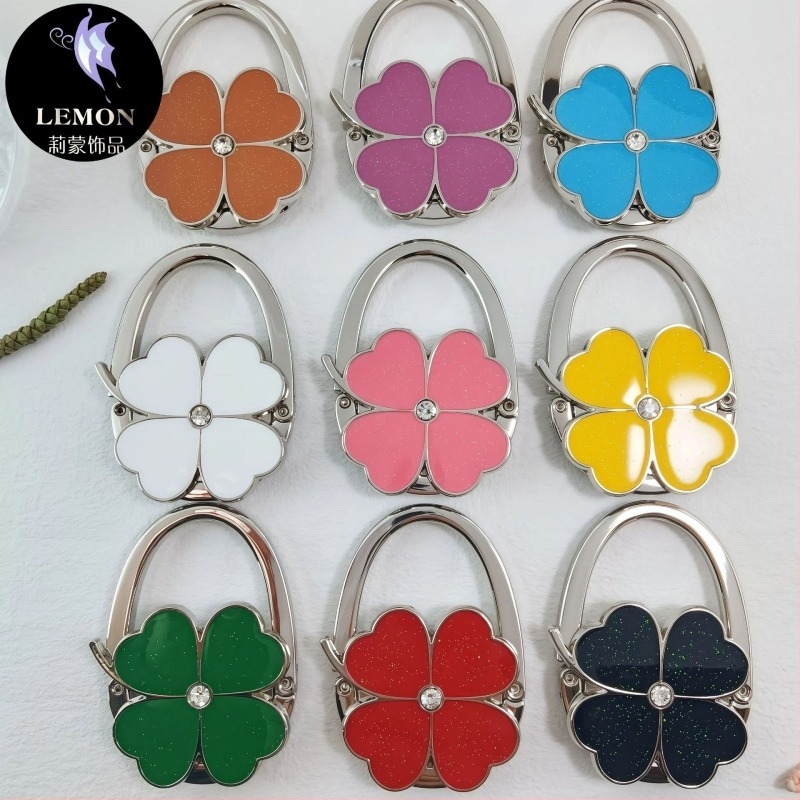 Ηλεκτρονικό εμπόριο Εξαγωγή Νέων Gadgets Βαμμένη με λάδι Τετράφυλλο τριφύλλι Τριφύλλι Στρογγυλή τσάντα μάρκας με γάντζο Κρεμαστή τσάντα με γάντζο