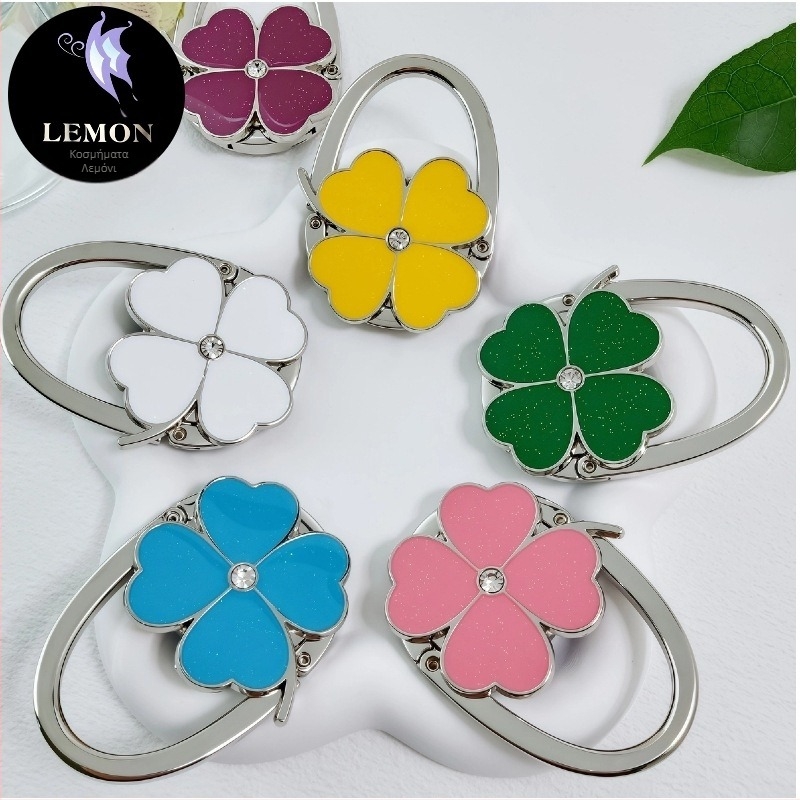 Ηλεκτρονικό εμπόριο Εξαγωγή Νέων Gadgets Βαμμένη με λάδι Τετράφυλλο τριφύλλι Τριφύλλι Στρογγυλή τσάντα μάρκας με γάντζο Κρεμαστή τσάντα με γάντζο