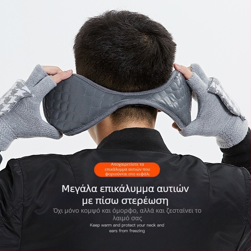 Ανδρικά χειμωνιάτικα ζεστά ωτοασπίδες, καρό, βελούδινα ωτοασπίδες, νέα ζεστά ωτοασπίδες από δέρμα PU, διασυνοριακά