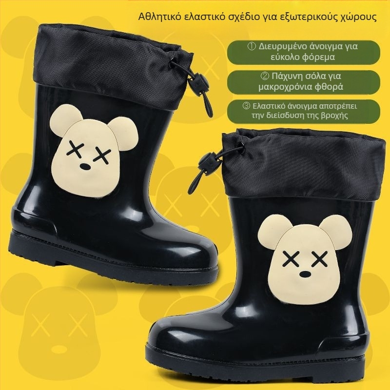 Παιδικές μπότες νερού για αγόρια και κορίτσια, παιδικά παπούτσια νερού με κινούμενα σχέδια, χαριτωμένες παιδικές μπότες νερού, αντιολισθητικά ζεστά αδιάβροχα παπούτσια φοιτητών