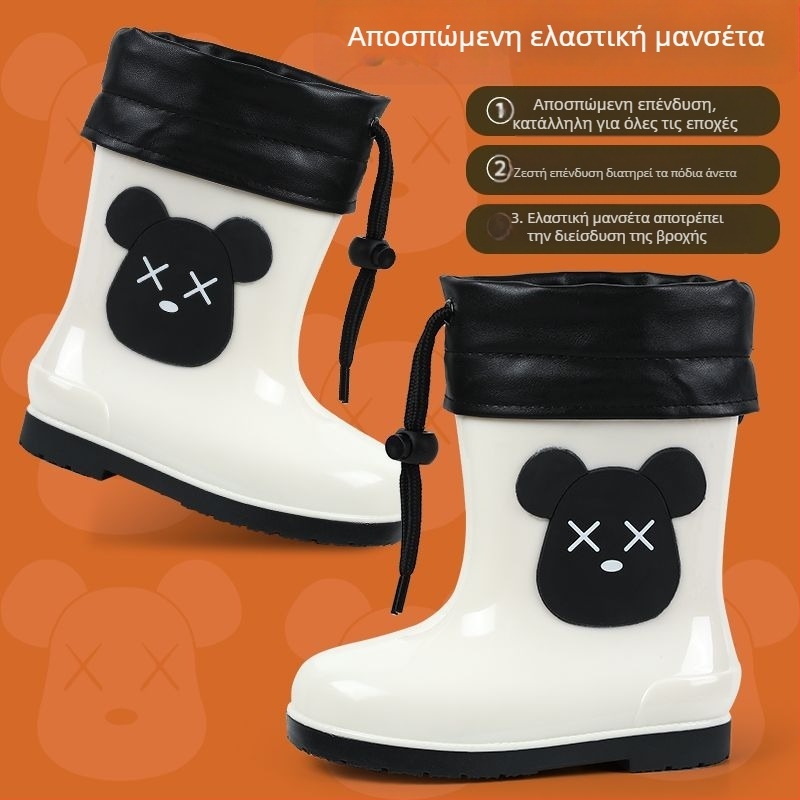 Παιδικές μπότες νερού για αγόρια και κορίτσια, παιδικά παπούτσια νερού με κινούμενα σχέδια, χαριτωμένες παιδικές μπότες νερού, αντιολισθητικά ζεστά αδιάβροχα παπούτσια φοιτητών