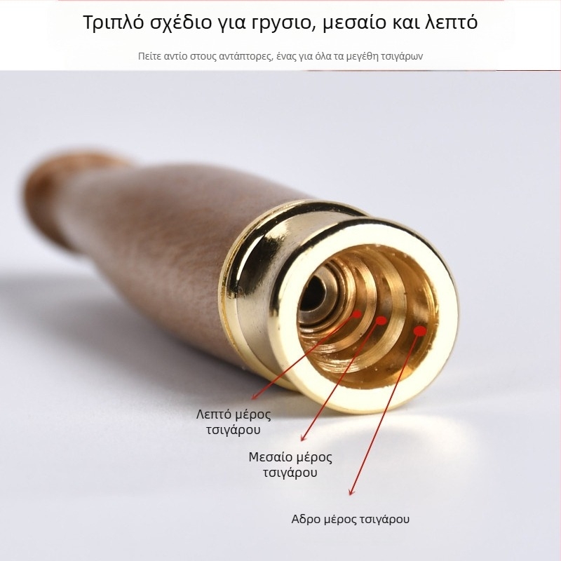 Φίλτρο τσιγάρων Jinsinan από μασίφ ξύλο, χονδρό, μεσαίο και λεπτό, τριών χρήσεων, πλενόμενο