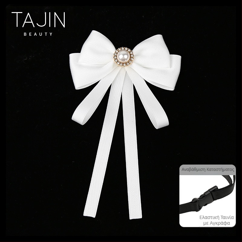 Μαύρο και άσπρο πουκάμισο JK με κορδέλα και φιόγκο, γυναικείο παπιγιόν με καρφίτσα, επαγγελματικό κολάρο, κολεγιακό στυλ, αξεσουάρ