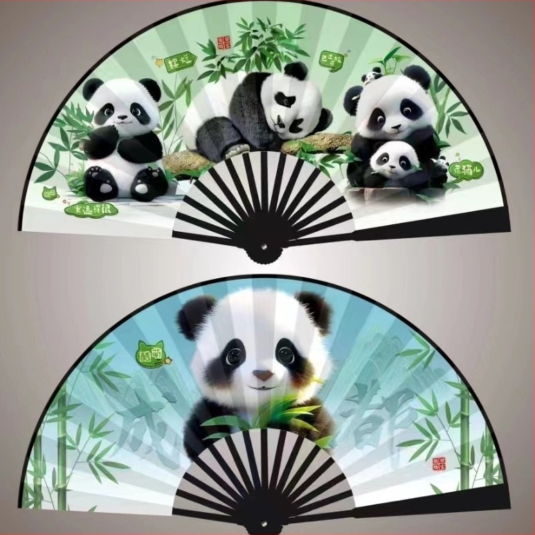 10 ιντσών νέο όνειρο πίσω στο Τσενγκντού Panda μελάνι ζωγραφικής μεταξωτό ανεμιστήρα φοιτητής γραφική περιοχή δημοφιλής πτυσσόμενος ανεμιστήρας διαφήμιση ανεμιστήρας ταξίδια