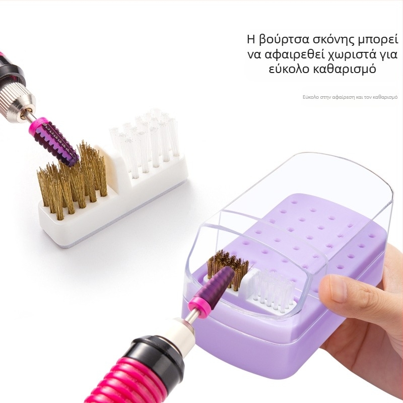 Διασυνοριακός καθαρισμός κεφαλής στίλβωσης Κουτί αποθήκευσης 30 οπών Τετράγωνη κεφαλή λείανσης καρφιών 100 οπών Διαφανής βάση προβολής ανθεκτική στη σκόνη σε απόθεμα