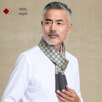 100% Mulberry Silk Ανδρικό Κασκόλ Διπλής στρώσης Μεταξωτό Κασκόλ Καρό Ανδρικό Αγγλικού Τύπου, Μεσήλικες και Ηλικιωμένοι, Λεπτό Φθινόπωρο και Χειμώνας