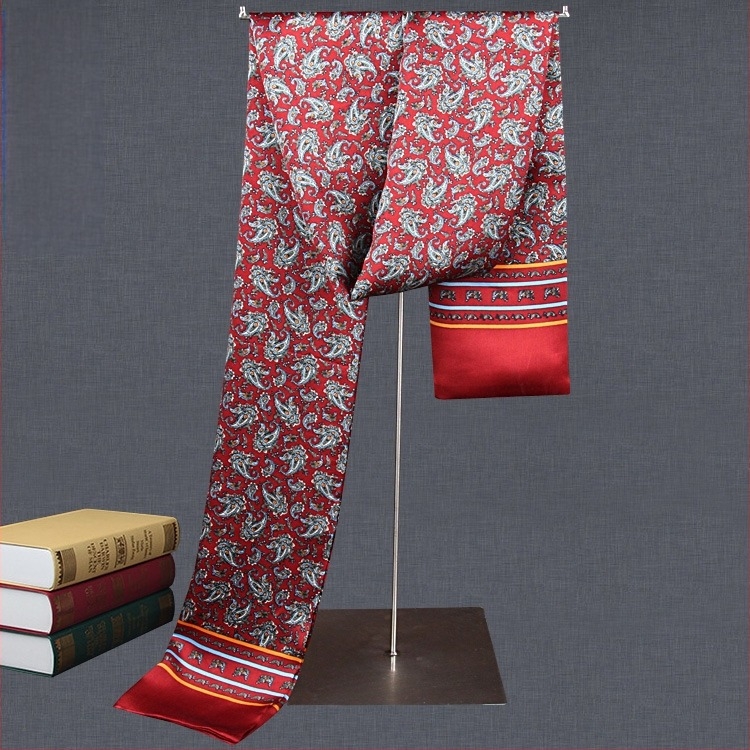 100% Mulberry Silk Ανδρικό Κασκόλ Διπλής στρώσης Μεταξωτό Κασκόλ Καρό Ανδρικό Αγγλικού Τύπου, Μεσήλικες και Ηλικιωμένοι, Λεπτό Φθινόπωρο και Χειμώνας