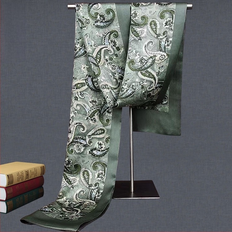 100% Mulberry Silk Ανδρικό Κασκόλ Διπλής στρώσης Μεταξωτό Κασκόλ Καρό Ανδρικό Αγγλικού Τύπου, Μεσήλικες και Ηλικιωμένοι, Λεπτό Φθινόπωρο και Χειμώνας