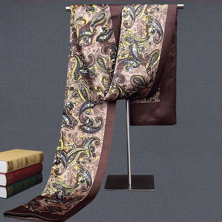 100% Mulberry Silk Ανδρικό Κασκόλ Διπλής στρώσης Μεταξωτό Κασκόλ Καρό Ανδρικό Αγγλικού Τύπου, Μεσήλικες και Ηλικιωμένοι, Λεπτό Φθινόπωρο και Χειμώνας