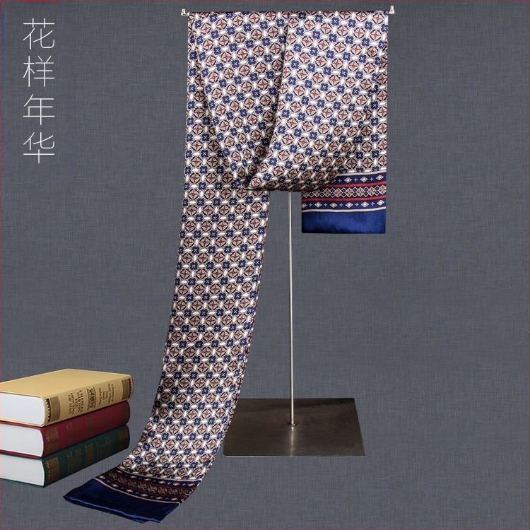 100% Mulberry Silk Ανδρικό Κασκόλ Διπλής στρώσης Μεταξωτό Κασκόλ Καρό Ανδρικό Αγγλικού Τύπου, Μεσήλικες και Ηλικιωμένοι, Λεπτό Φθινόπωρο και Χειμώνας