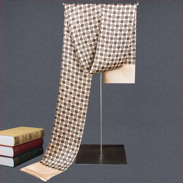 100% Mulberry Silk Ανδρικό Κασκόλ Διπλής στρώσης Μεταξωτό Κασκόλ Καρό Ανδρικό Αγγλικού Τύπου, Μεσήλικες και Ηλικιωμένοι, Λεπτό Φθινόπωρο και Χειμώνας