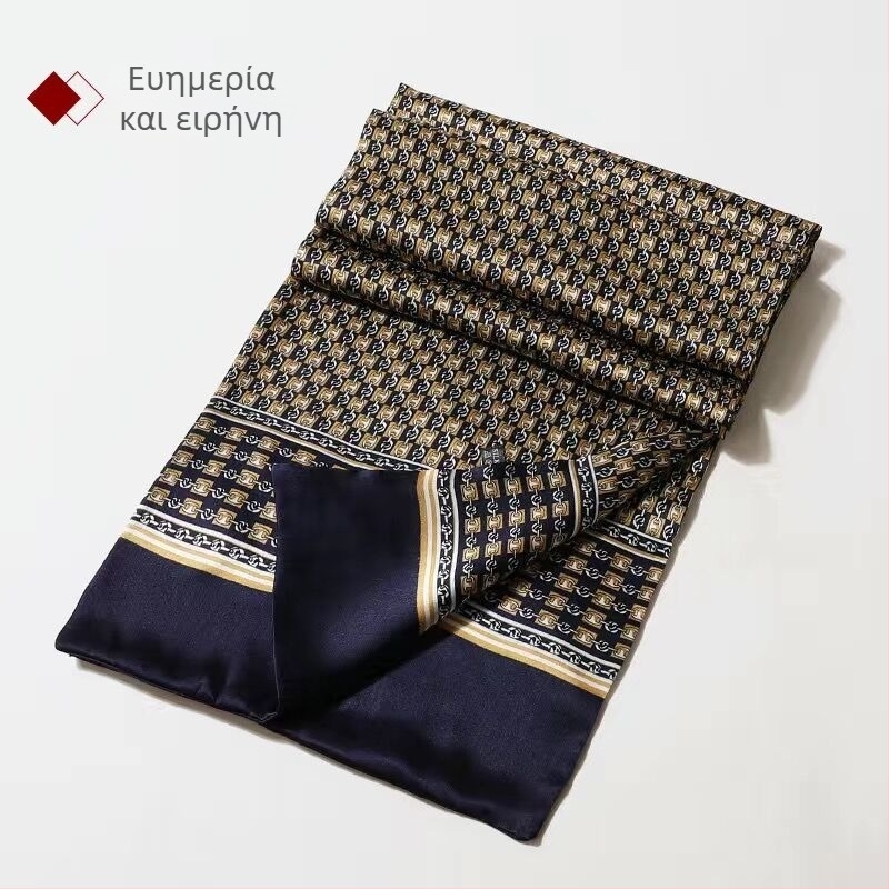 100% Mulberry Silk Ανδρικό Κασκόλ Διπλής στρώσης Μεταξωτό Κασκόλ Καρό Ανδρικό Αγγλικού Τύπου, Μεσήλικες και Ηλικιωμένοι, Λεπτό Φθινόπωρο και Χειμώνας