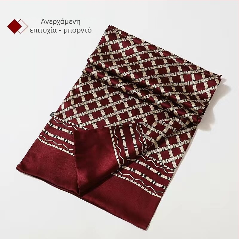 100% Mulberry Silk Ανδρικό Κασκόλ Διπλής στρώσης Μεταξωτό Κασκόλ Καρό Ανδρικό Αγγλικού Τύπου, Μεσήλικες και Ηλικιωμένοι, Λεπτό Φθινόπωρο και Χειμώνας
