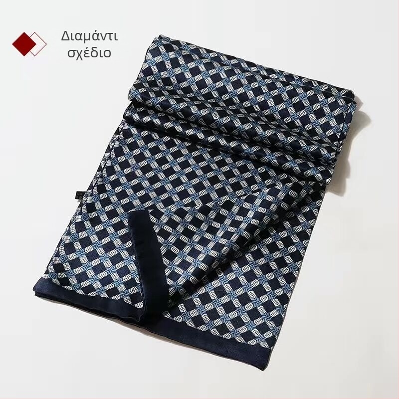 100% Mulberry Silk Ανδρικό Κασκόλ Διπλής στρώσης Μεταξωτό Κασκόλ Καρό Ανδρικό Αγγλικού Τύπου, Μεσήλικες και Ηλικιωμένοι, Λεπτό Φθινόπωρο και Χειμώνας