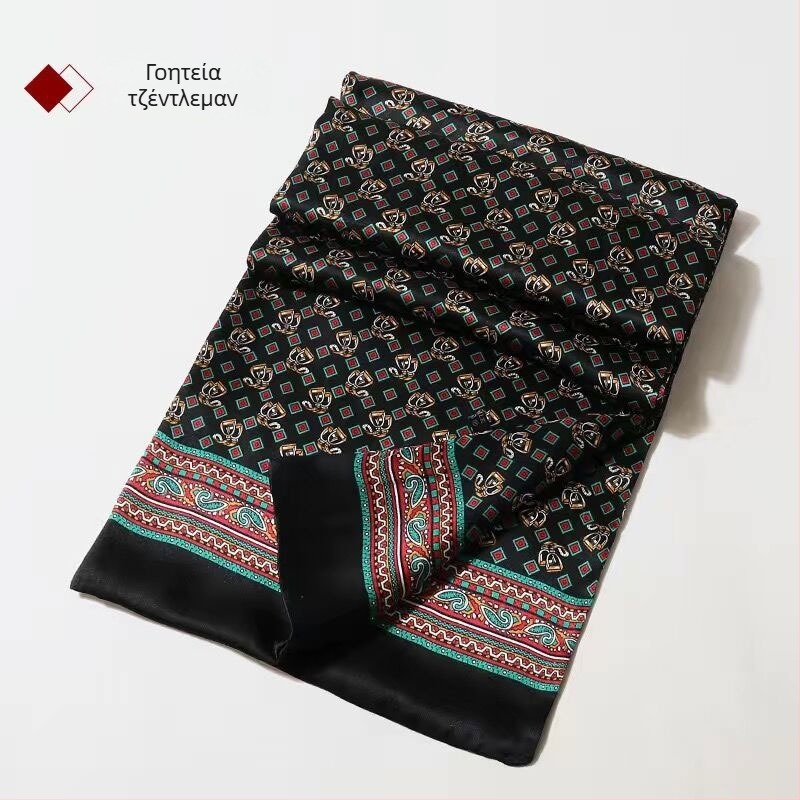 100% Mulberry Silk Ανδρικό Κασκόλ Διπλής στρώσης Μεταξωτό Κασκόλ Καρό Ανδρικό Αγγλικού Τύπου, Μεσήλικες και Ηλικιωμένοι, Λεπτό Φθινόπωρο και Χειμώνας