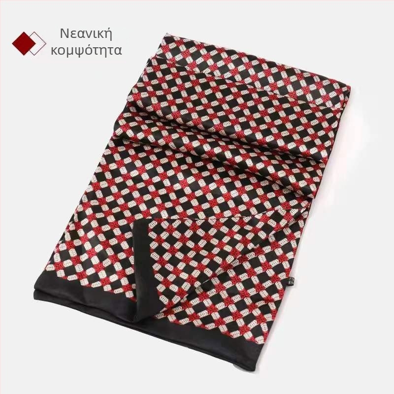 100% Mulberry Silk Ανδρικό Κασκόλ Διπλής στρώσης Μεταξωτό Κασκόλ Καρό Ανδρικό Αγγλικού Τύπου, Μεσήλικες και Ηλικιωμένοι, Λεπτό Φθινόπωρο και Χειμώνας