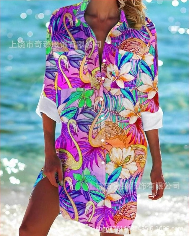 Διασυνοριακό Εξωτερικό Εμπόριο Άνοιξη και Καλοκαίρι 2025 Νέο Amazon Independent Station με τις καλύτερες πωλήσεις, Παραθαλάσσιο μπλουζάκι με μακριά μανίκια και πέτο σε στυλ θέρετρου