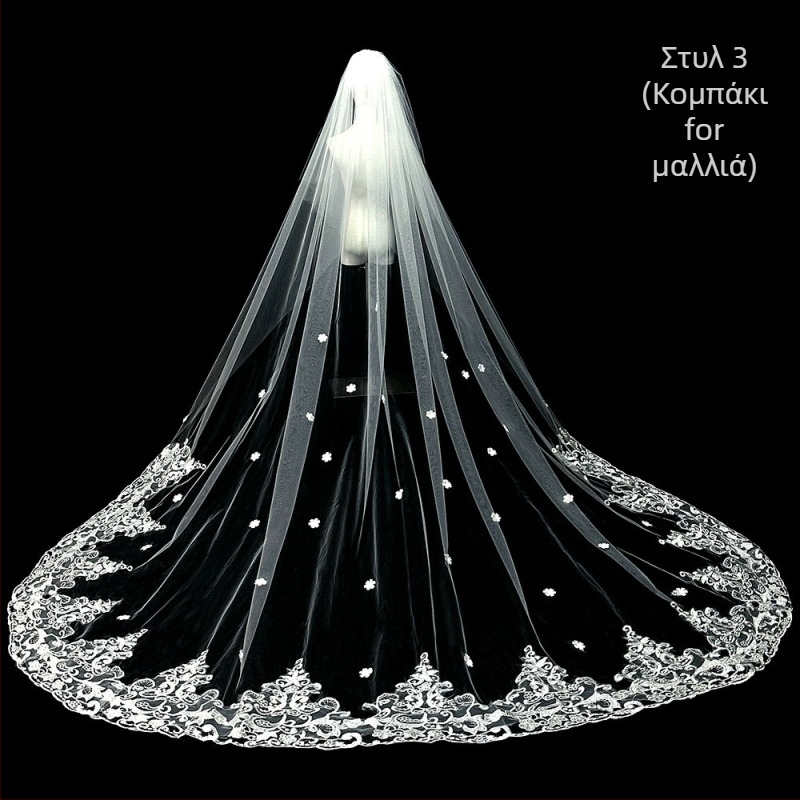 Κυρίως Νυφικό Πέπλο Νυφικού Super Immortal Mori Κορεάτικο Στυλ Μακριά Ουρά Δαντέλα Αξεσουάρ