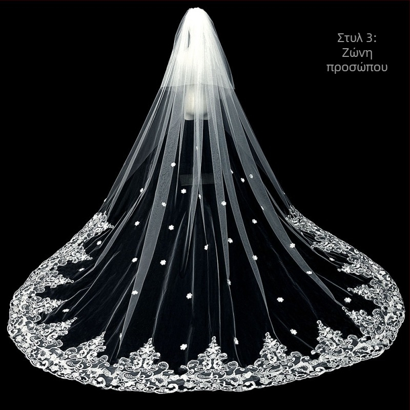 Κυρίως Νυφικό Πέπλο Νυφικού Super Immortal Mori Κορεάτικο Στυλ Μακριά Ουρά Δαντέλα Αξεσουάρ