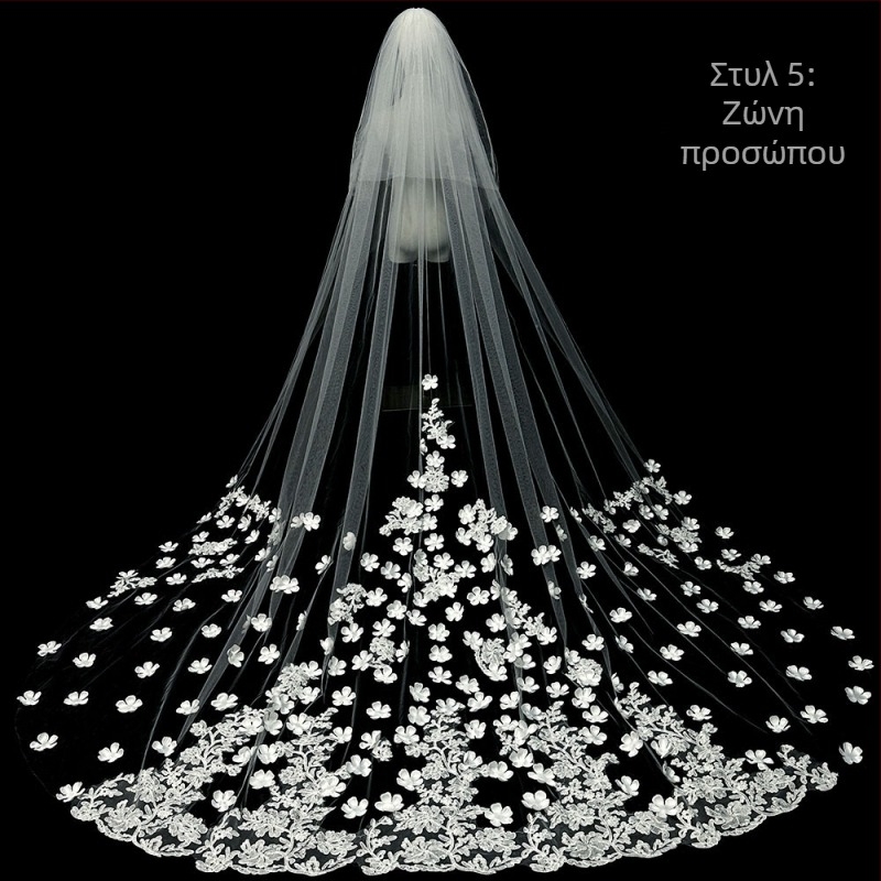 Κυρίως Νυφικό Πέπλο Νυφικού Super Immortal Mori Κορεάτικο Στυλ Μακριά Ουρά Δαντέλα Αξεσουάρ