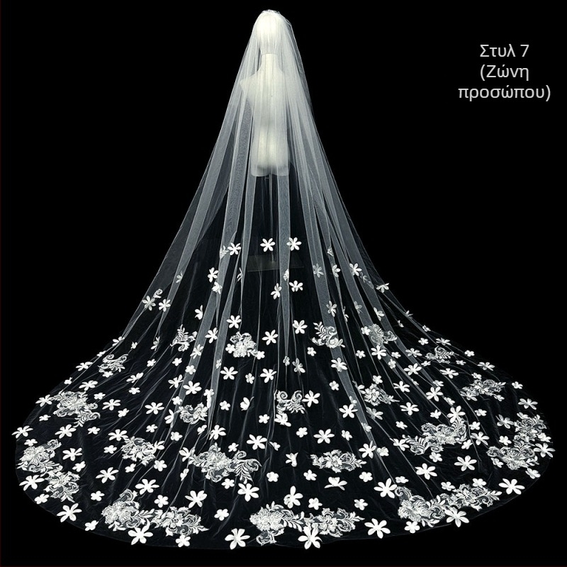 Κυρίως Νυφικό Πέπλο Νυφικού Super Immortal Mori Κορεάτικο Στυλ Μακριά Ουρά Δαντέλα Αξεσουάρ