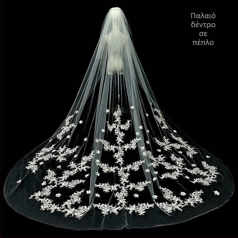 Κυρίως Νυφικό Πέπλο Νυφικού Super Immortal Mori Κορεάτικο Στυλ Μακριά Ουρά Δαντέλα Αξεσουάρ